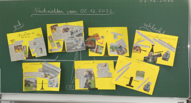 Unsere Seeäckerschule beim Projekt &quot;ZiSch - Zeitung in der Schule&quot;, 2023.